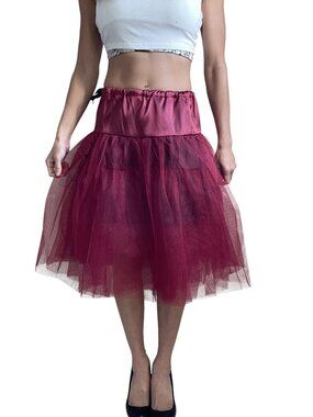 Women's Plus size Burgundy Costume Petticoat Full Slip Skirt for Vintage Dresses
